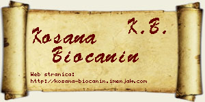 Kosana Biočanin vizit kartica